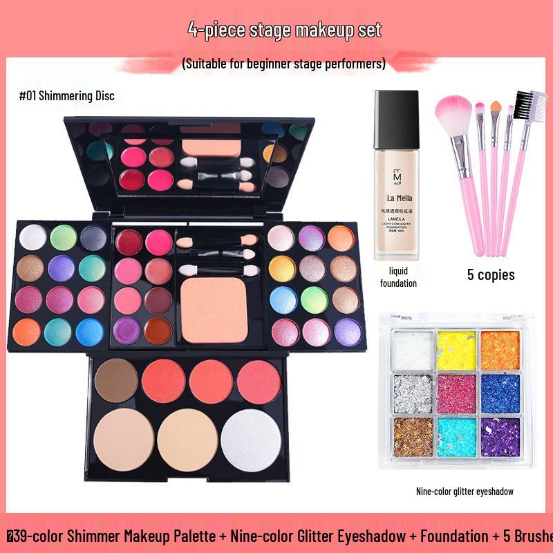 39-Color Eyeshadow Palette & Makeup Set: Beginner-Friendly Blush, Powder, Lipstick Combo
