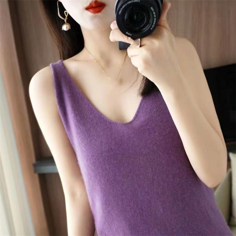 Women Autumn Winter Solid Causal V-Neck Top Vest Long Sleeve Knitwear Knit Sweater Cardigan 2 Pic