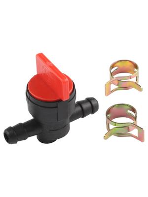 Robinet d'essence et 2 colliers de serrage Robinet d'arrêt essence diesel pour tuyau de 6-8 mm Outils de jardinage Collier Pièces de tondeuse à gazon