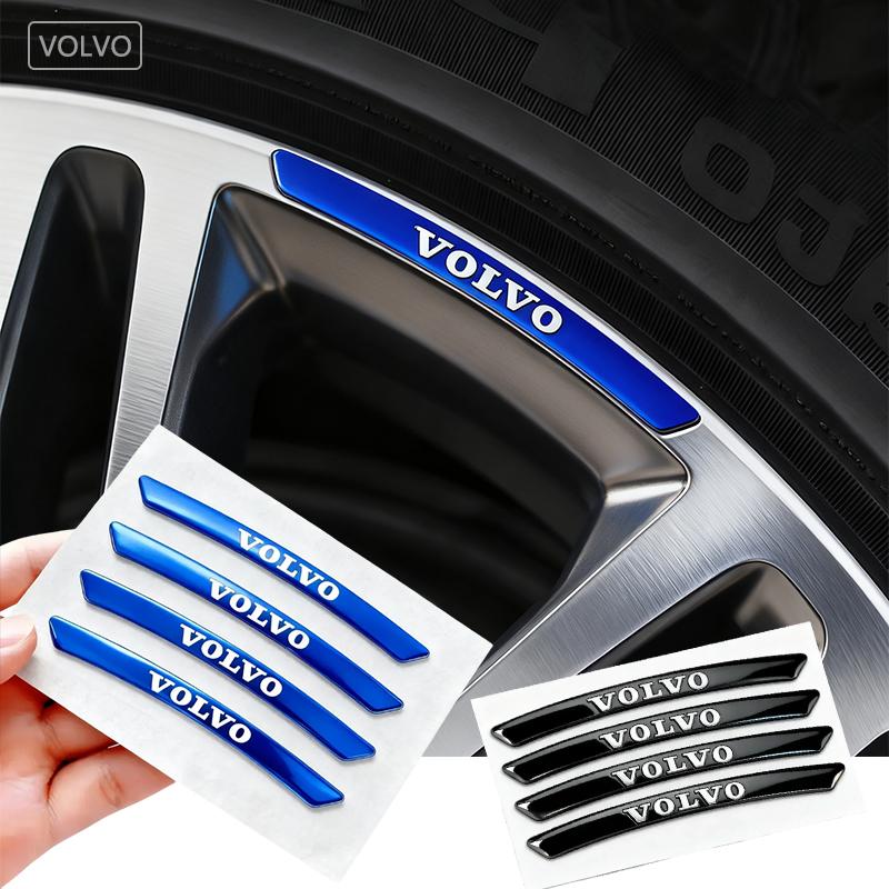 Car Wheel Hub Tire Badge Sticker Racing Car Wheel Rim Sticker Decorative Accessories Volvo S80 S60 Xc60 Xc40 Xc90 V90 V60 V40 T5