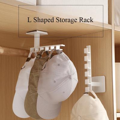 Kein Stanzen, L-förmiger Kleiderbügel zum Aufhängen an der Wand, für Stirnbänder, Haar-Accessoires, Finishing-Rack, multifunktionales Aufbewahrungsregal für Kleidung und Hüte