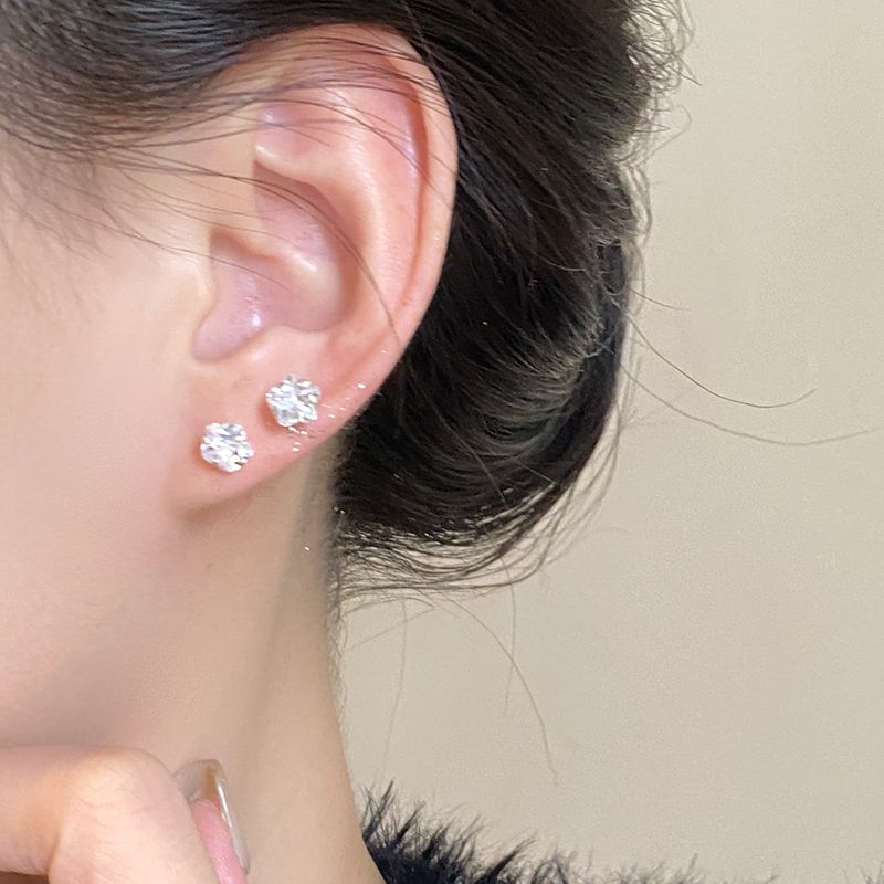 

Sterling Silver Stud Earrings for Women Sterling Silver Zircon Earrings 2025 New Arrival Best Selling Pierced-Ear-Caring Ear Studs Earrings Eardrops [Flower] 6mm zircon earrings -999 sterling silver