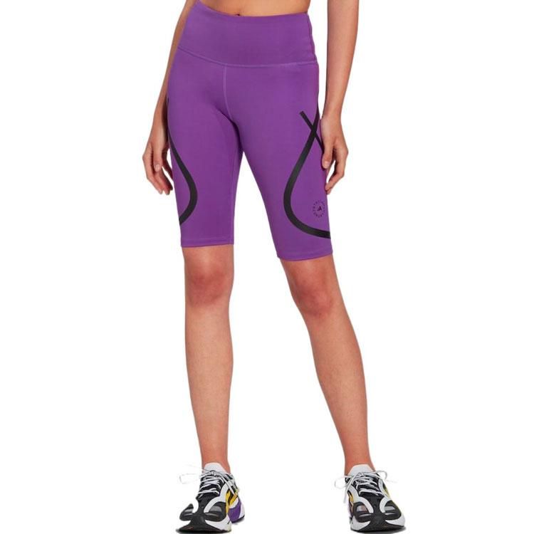 adidas Padrão Geométrico Shorts Justos de Fitness Shorts Femininos Roxo HG6867