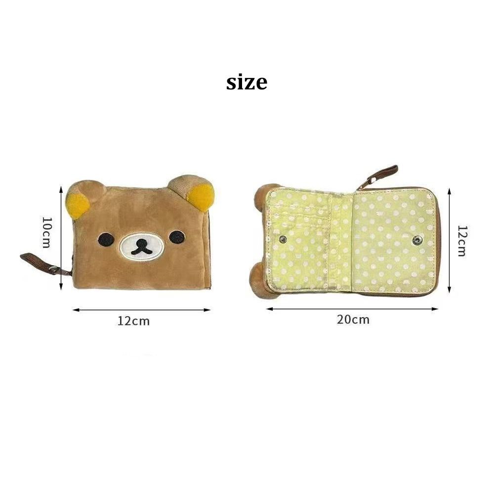 Cute Japanese-style Wallet Cartoon Teddy Bear Coin Purse Folding Portable ID Card Holder Friend's Gift