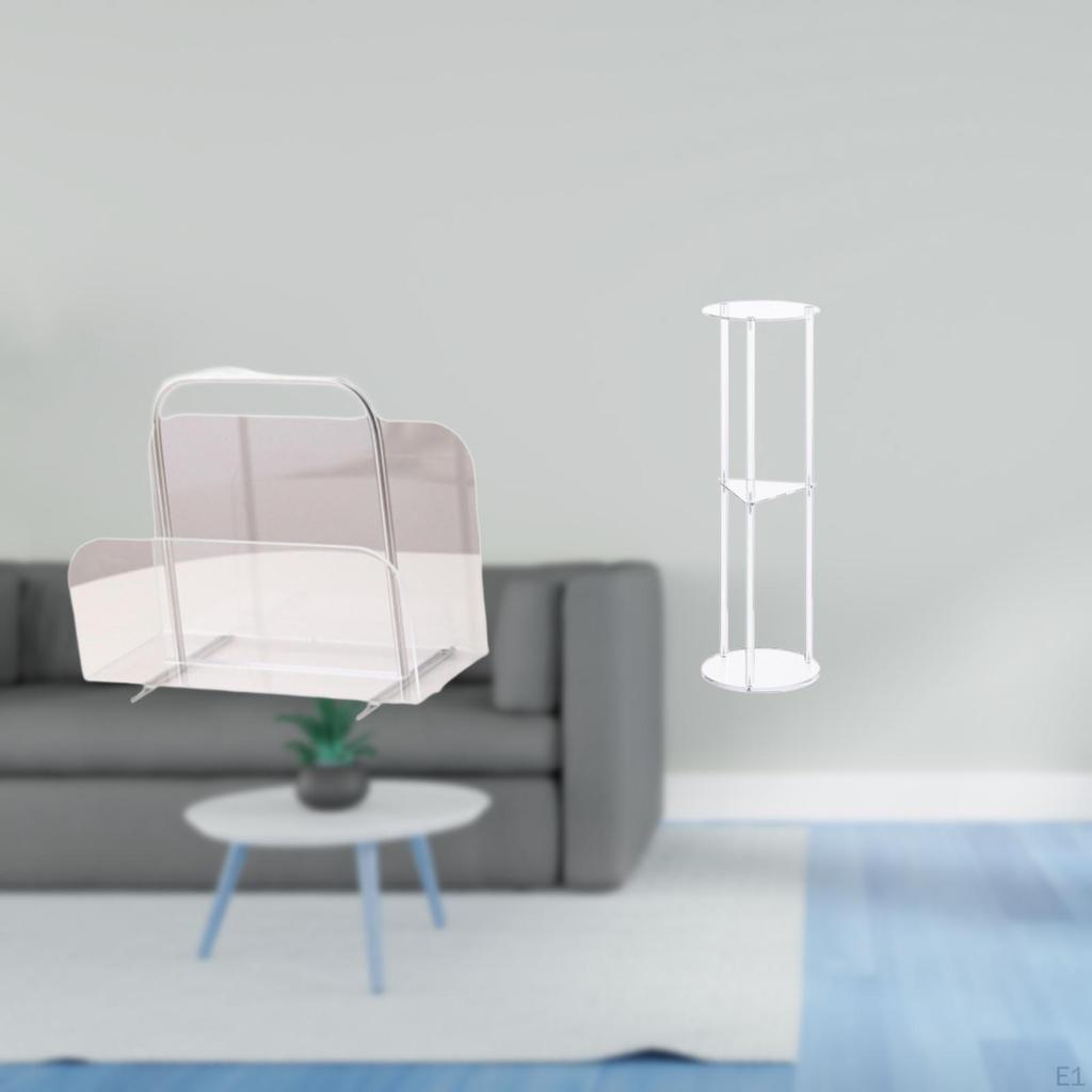 Acrylic Magazine Shelf And Book Rack Organizer with Clear Side Table for Small Reception Office