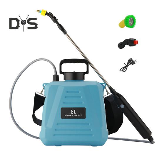 5L/8L Elektrisk Trädgårdsspruta Ryggsäck Grässpruta med 3 Munstycken Infällbart Spröt Justerbar Rem Trädgårdssprutverktyg för Vattning Gödning
