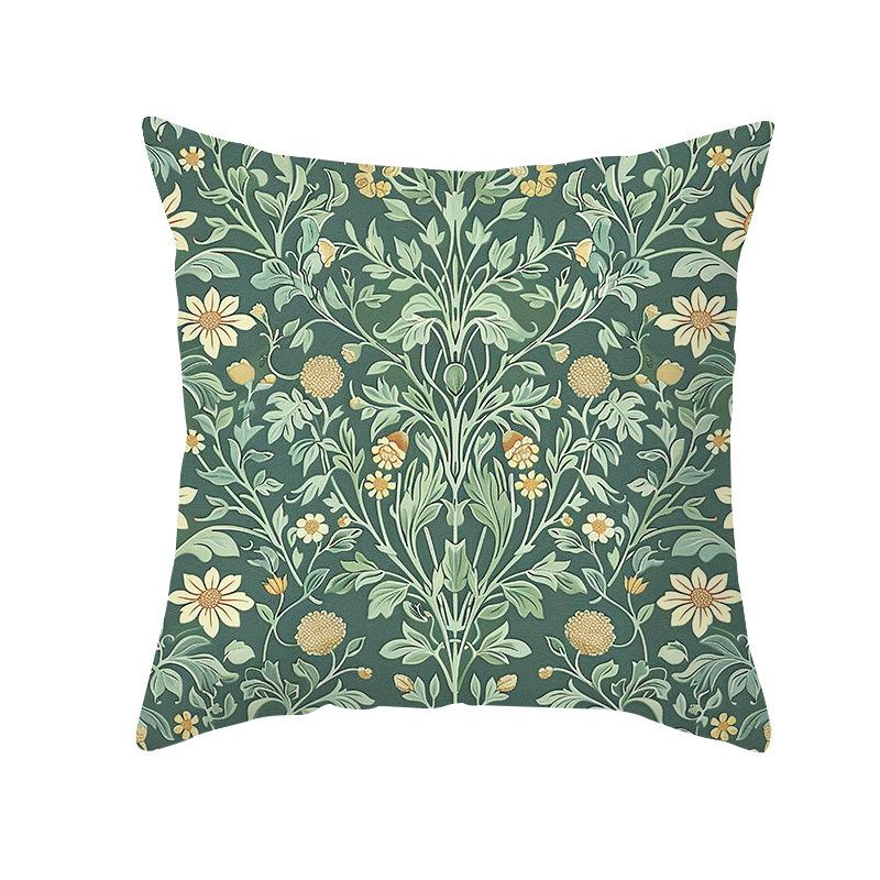 Retro Floral Pillowcase Peach Skin Printed Pillowcase Living Room Sofa Decoration Pillow Cushion Retro Style Wall