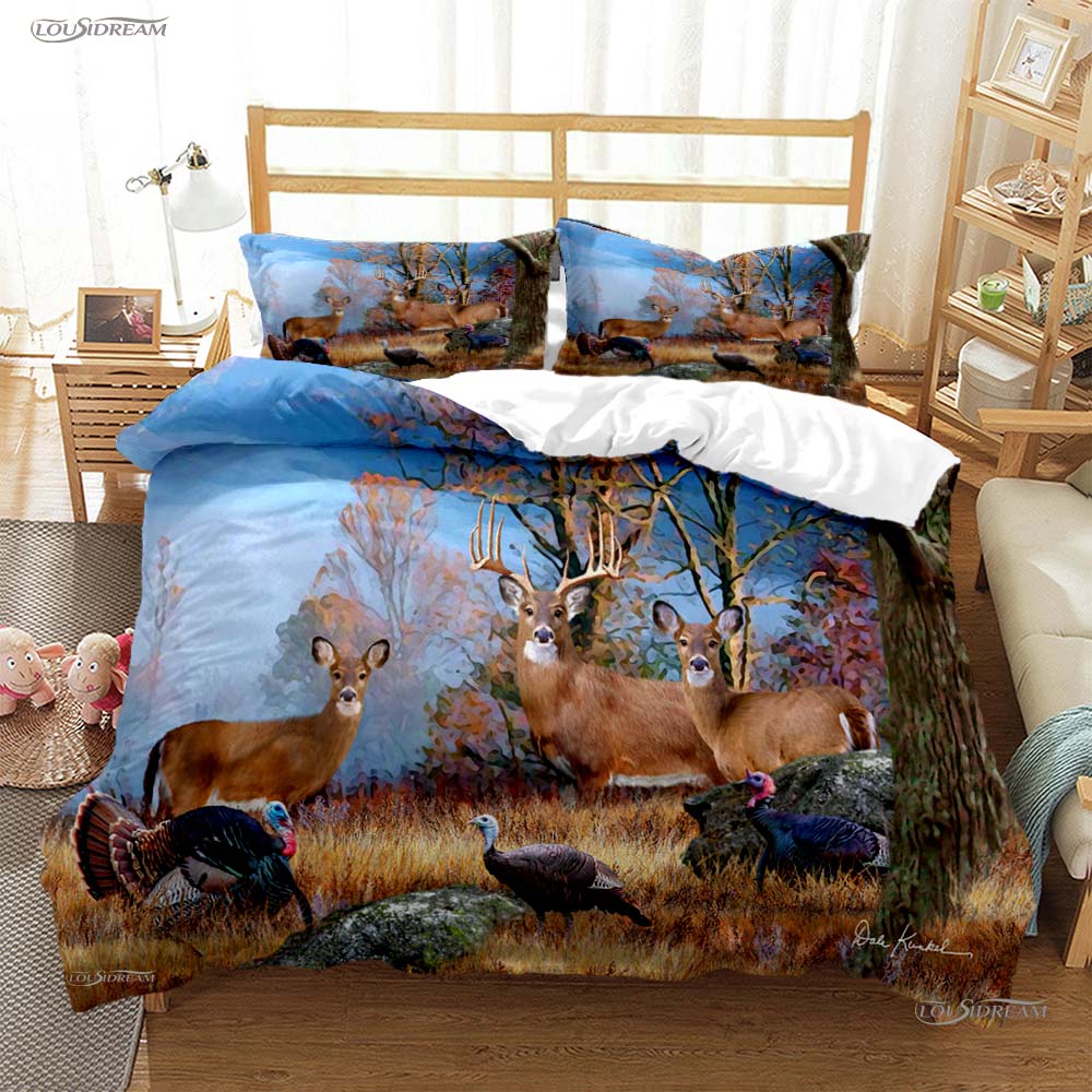 

Wild Animals Deer Wildebeest All Season Duvet Cover Cute Bedding Sets Soft Quilt Cover and Pillowcases Single/Double/Queen/King EU Twin 135x200cm