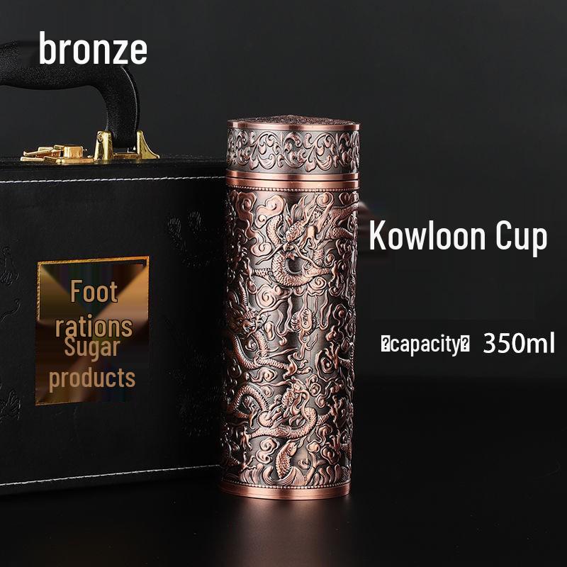 Reinsilber 9999 Thermalwasserbecher - Neun Drachen, Hundert Segnungen, Drachen & Phönix Design