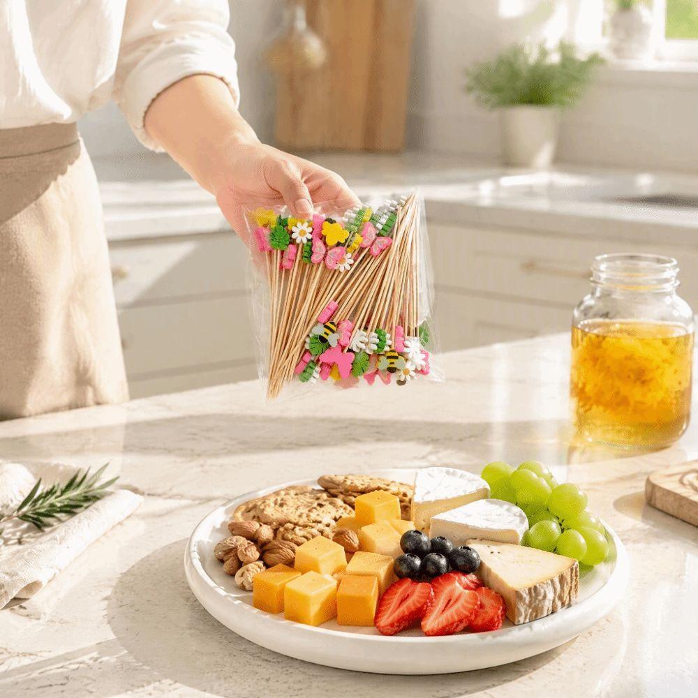 100Pcs Candy Color Cocktail Skewers Disposable Dessert Toothpicks for Wedding Decor