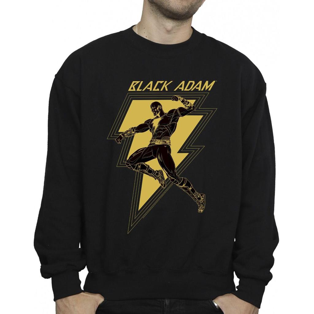 DC Comics Mens Black Adam Golden Bolt Chest Sweatshirt