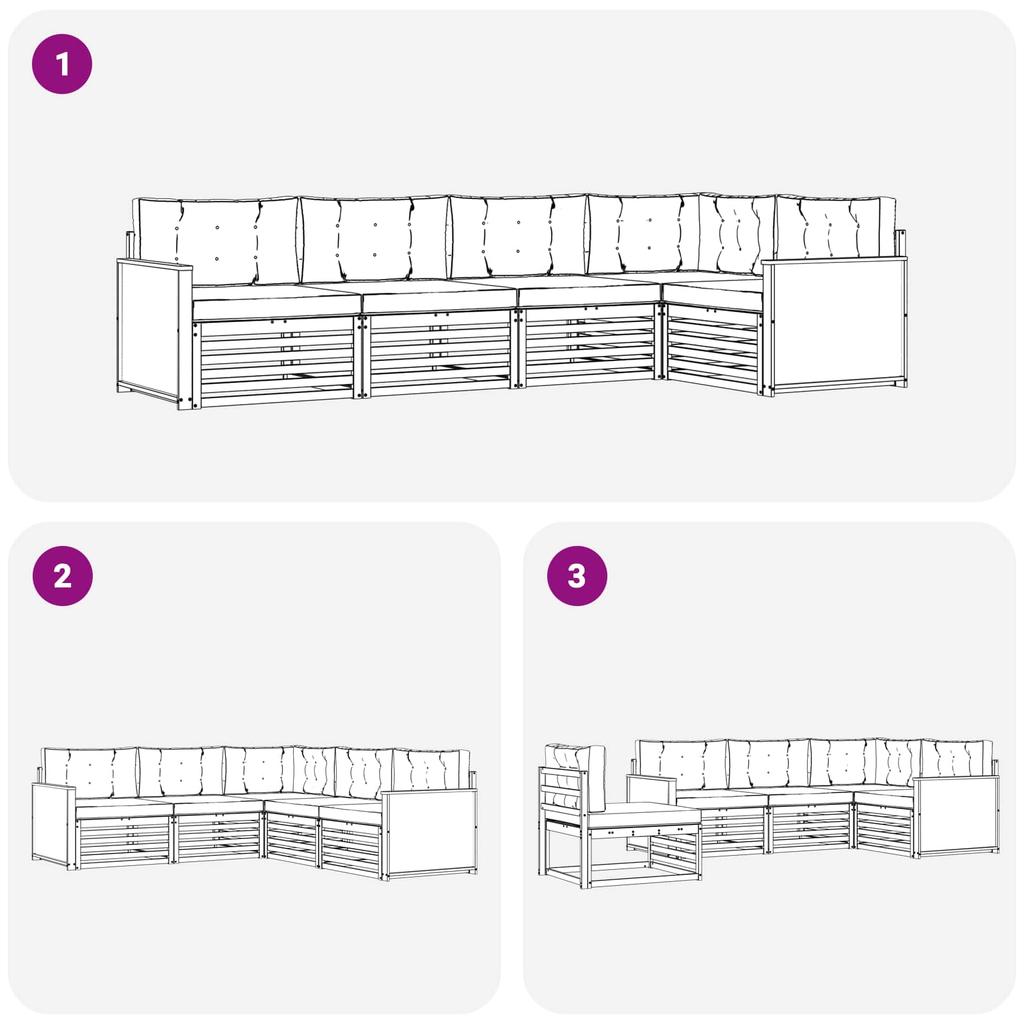 Outdoor Sofa Set with Cushions 5 pcs Natural and Cream