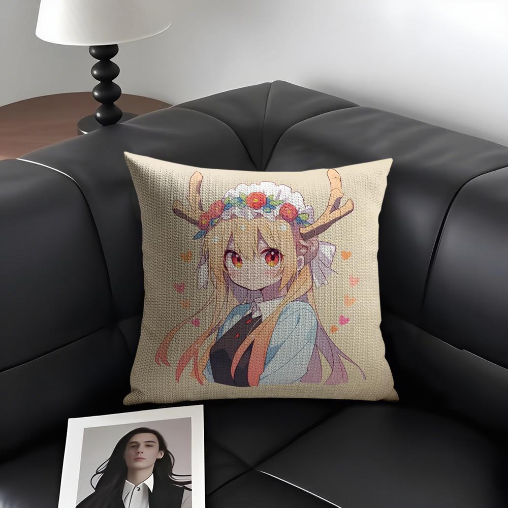Miss Kobayashis Dragon MaidB Anime Pillow Case Pattern Printed Pillowcase for Living Room Sofa Cushion Cover Bedroom Decor