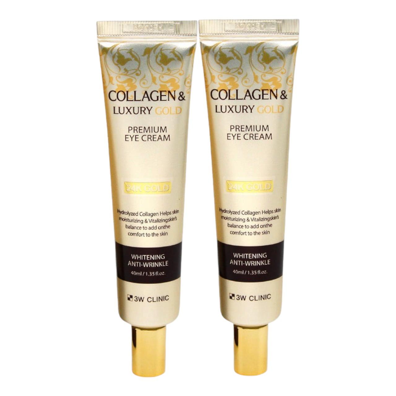 

3W Clinic Collagen & Luxury Gold Premium Eye Cream - Intensive Firming & Brightening Under Eye Treatment with Pure Gold, 40ml (Pack of 2)
