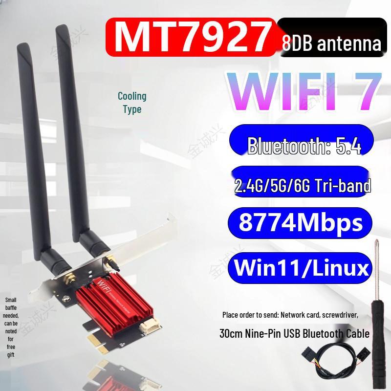 MT7927/MT7925 Wi-Fi 7 PCIe-Netzwerkkarte mit 5G/6G & Bluetooth 5.4 für Desktop
