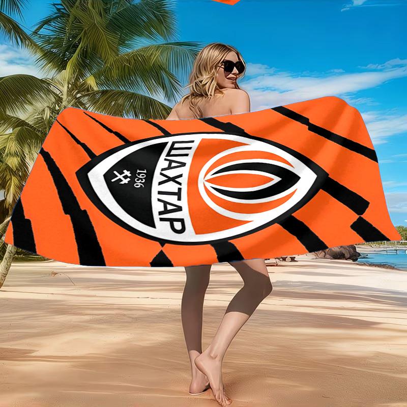 Asciugamano da Spiaggia con Design dello Stemma dello Shakhtar Donetsk, Asciugatura Rapida, Facile da Curare, Adatto Sia per il Fitness che per le Vacanze al Mare, Essenziale per lo Sport