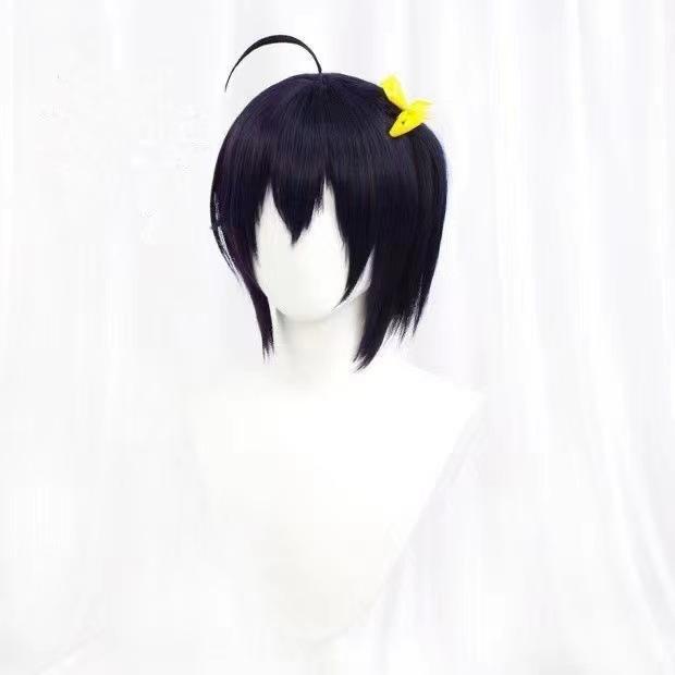 Anime Cosplay Wig, Takanashi Rikka Dark Purple Short Hair High-Temperature Fiber Synthetic Hairpiece
