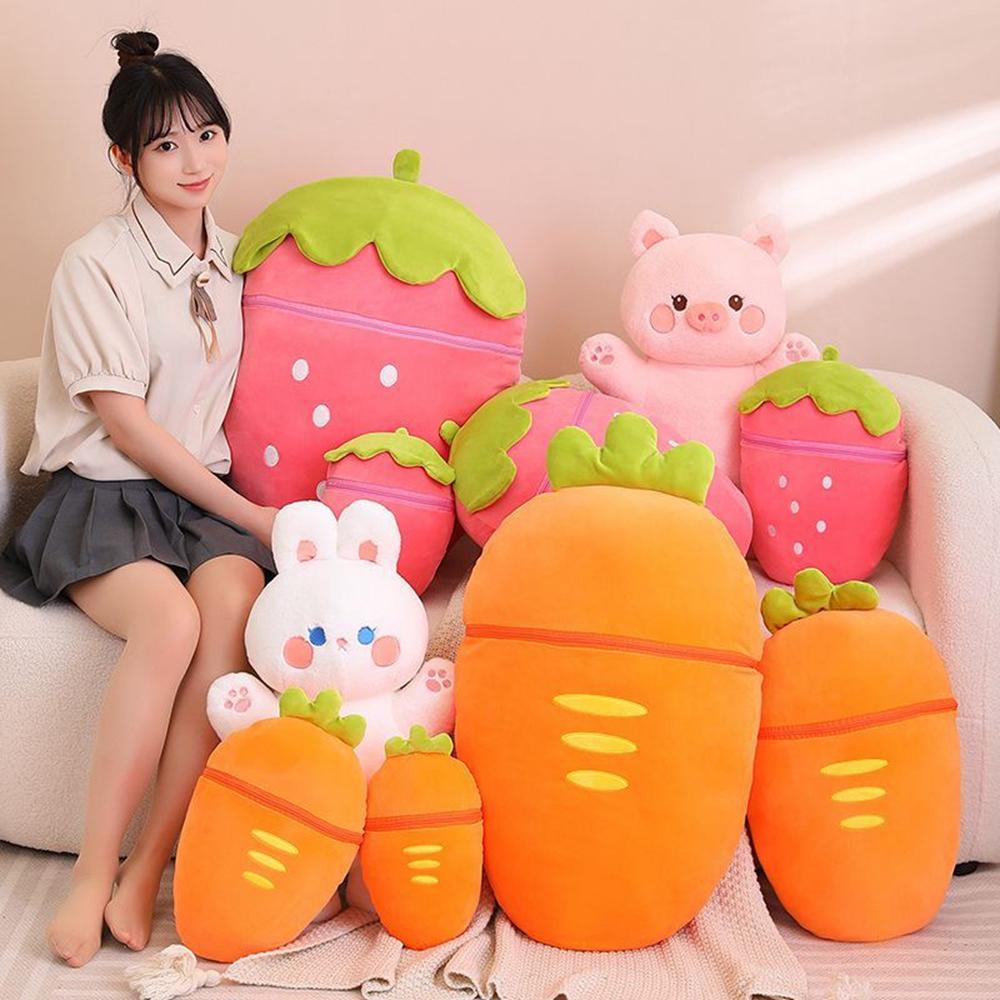 30CM New Turnip Strawberry Turned Rabbit Plush Toy Turned Pig Desirable Bunny Doll To Send Children Christmas Birthday Gifts