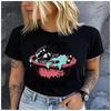 Unisex 100% Polyester Summer Top raccoon is taking a bath in the red bathtub Print Loose round Neck Short Sleeve Fashion for Lovers