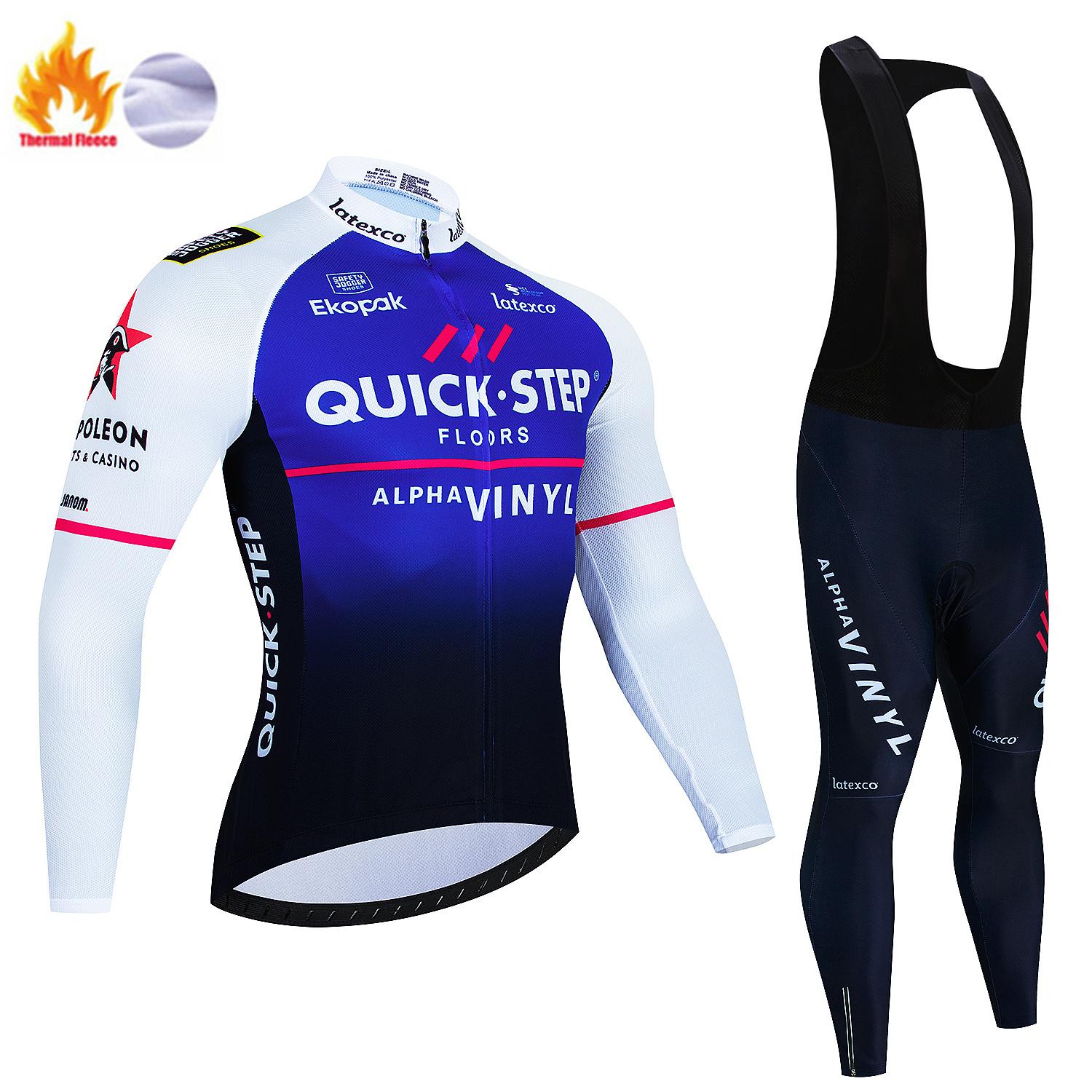 

QUICK STEP Теплый зимний термофлисовый комплект веломайки для мужчин для езды на открытом воздухе на горном велосипеде Ropa Ciclismo Bib Pants Set Велосипедная одежда S
