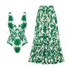 1011 European and American Swimwear New V-neck Flower One-piece Swimsuit Suit Female Explosion 11091 Skirt Average Size None