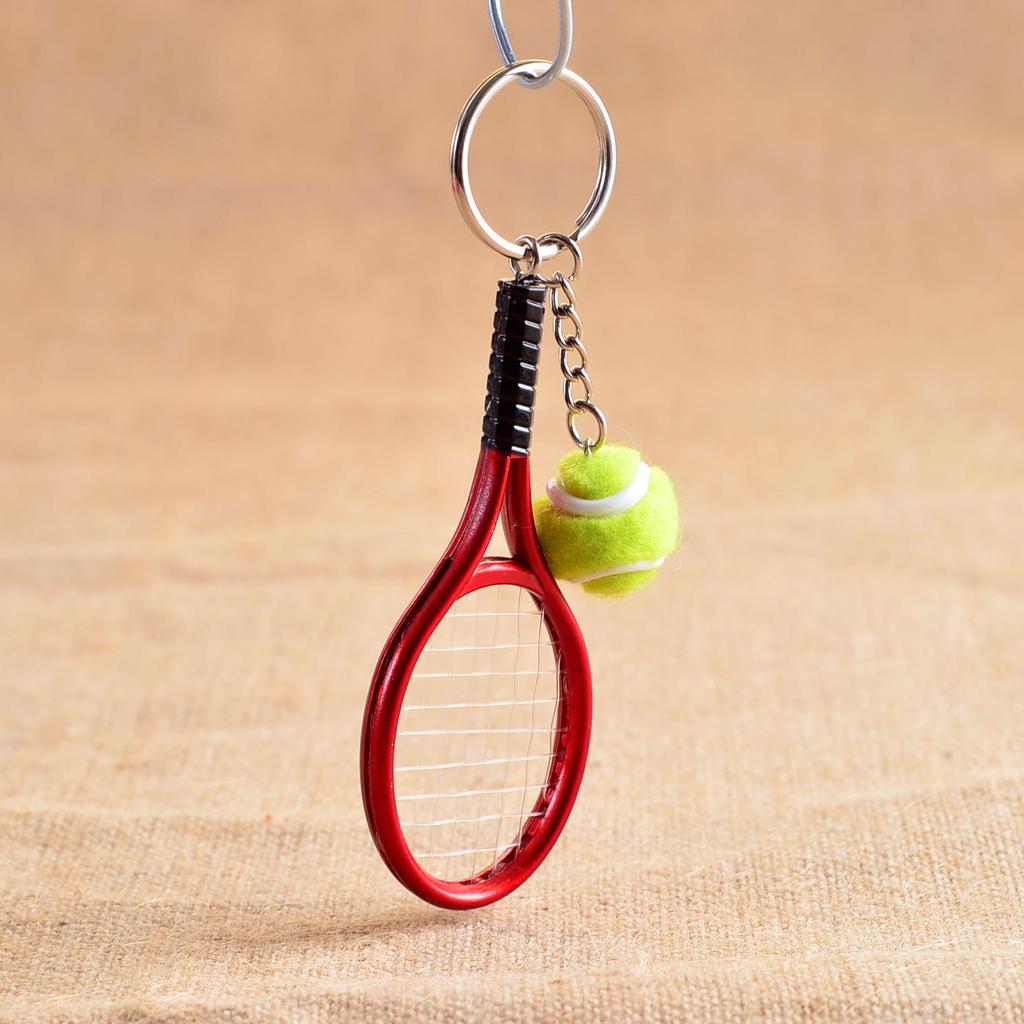 Cute Sport Mini Tennis Racket Pendant Keychain Keyring Key Chain Ring Finder Holer Accessories Gifts for Teenager KTJ