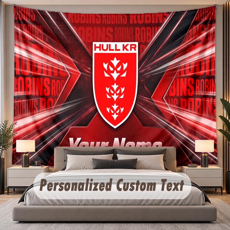 Custom Name Text Tapestry Hull KR Personalized Polyester Wall Tapestry For Bedroom And Room