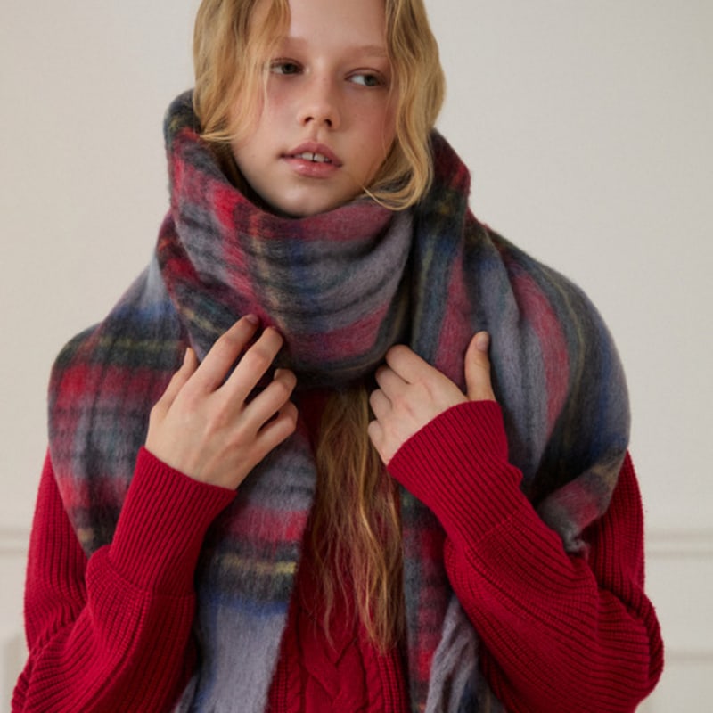 EGOIST [BLUE LABEL] Wool Blend Wide Check Muffler ER4OAM01