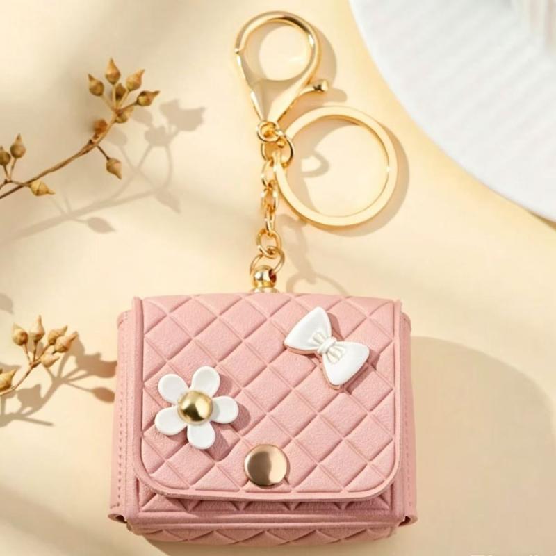 Mini PU Earphone Bag Keychain Durable Water-resistant Portable Pouch for Lipstick  Daily Use Bag Pendant