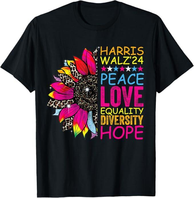 

Kamala Harris Tim Walz 2024 Peace LGBT Harris Walz Waltz T-Shirt 2XL
