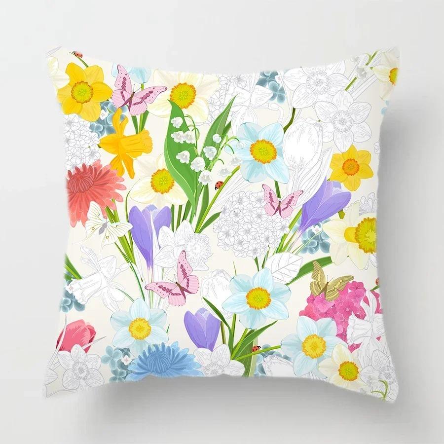 

Желтый Цветочный Растение Европейский Ретро Декор Дивана Мягкая Наволочка Подушка 40x40cm