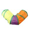 Tunel dla kota 3-drożny składany interaktywny w kolorach tęczy pod kątem prostym zakrzywiony tunel tuba zabawka dla