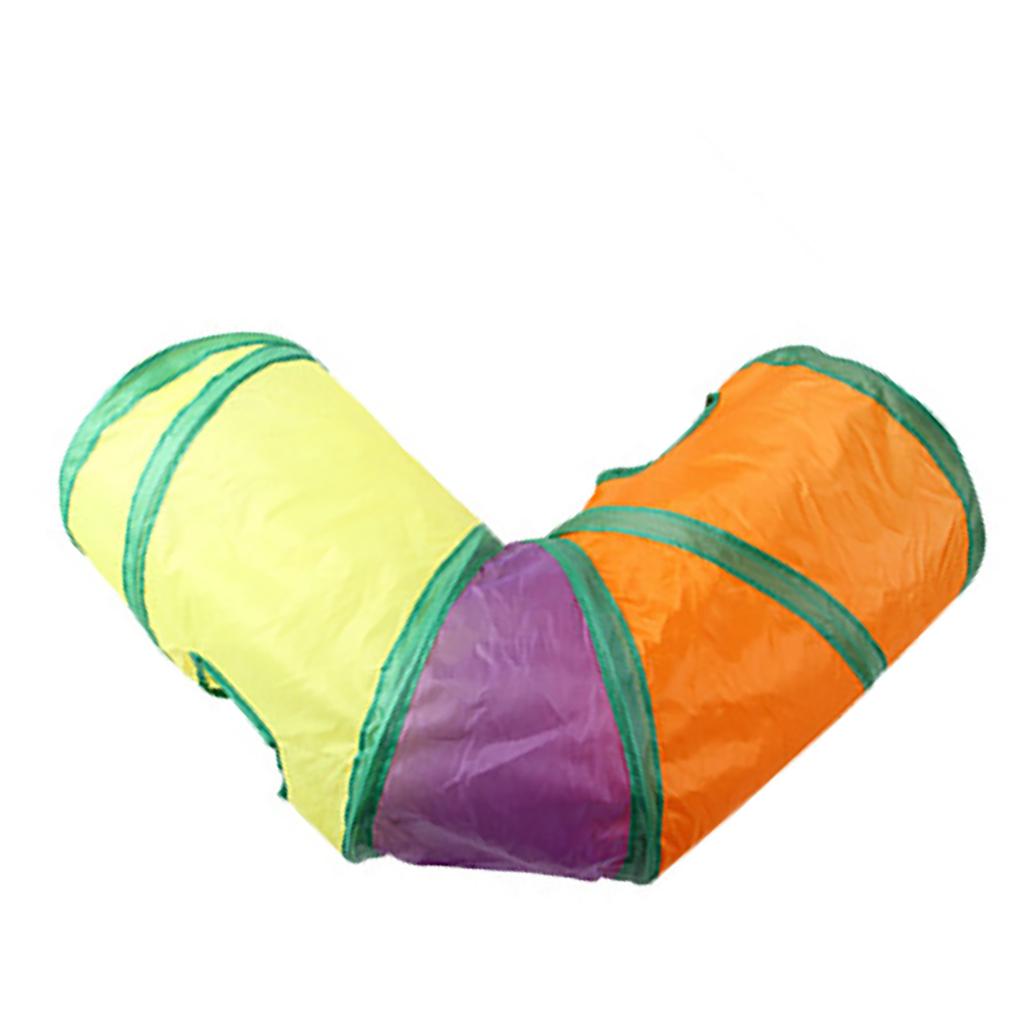 Tunel dla kota 3-drożny składany interaktywny w kolorach tęczy pod kątem prostym zakrzywiony tunel tuba zabawka dla