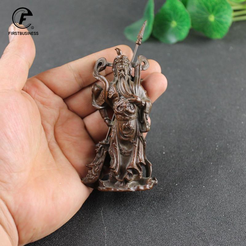 Antique Bronze Guan Gong Statue Ornament Pure Copper Buddha Figurines Miniatures Home Decoration Accessories Crafts Collections
