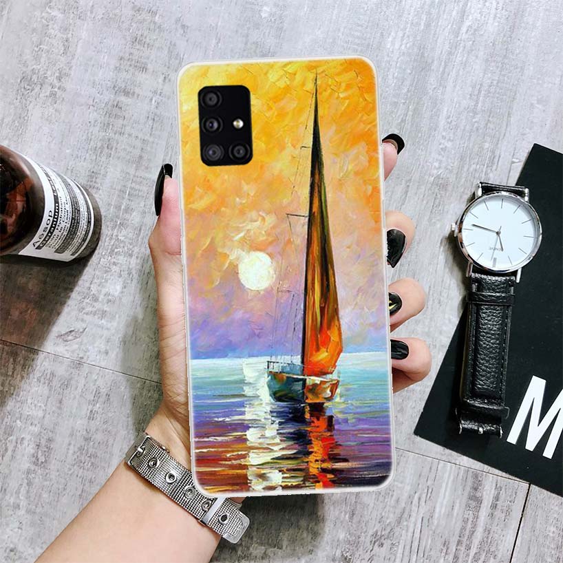 Sailing Boat Phone Case For Samsung Galaxy A14 A15 A13 A12 A54 A55 A53 A52 A04S A24 A25 A23 A22 A34 A35 A33 A32 A03S A02S Case F