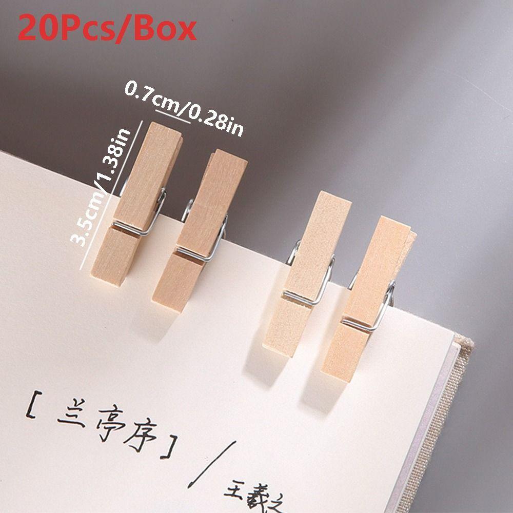 20Pcs/Box DIY Wooden Clip Push Pins Reusable Pushpins with Clips  Photo Wall Decor