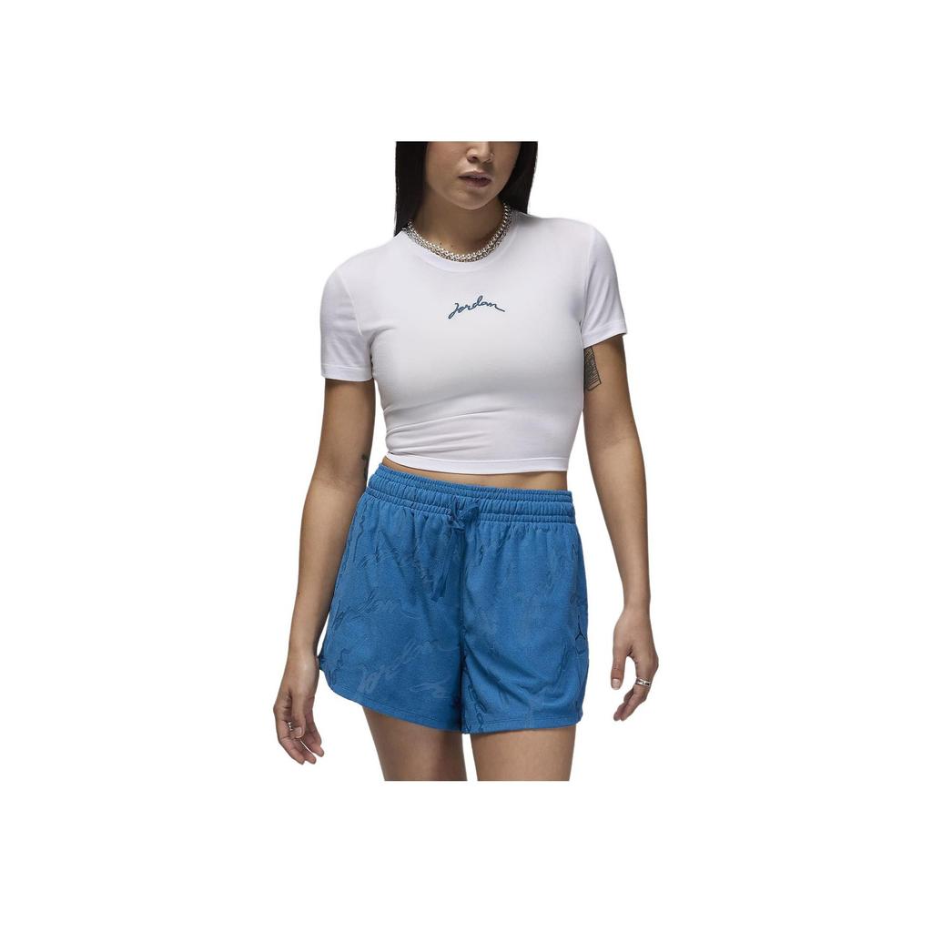 Jordan Slim Fit Short Sleeve Round Neck Pullover T-Shirt Women Tops White FN5721-100