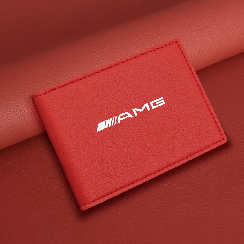 Ultra-Thin Car Driver License Bag ID Card Leather Cover For Mercedes Benz AMG GLE GLS CLA CLE GLC CLS GLA W223 Tire Valve Cap