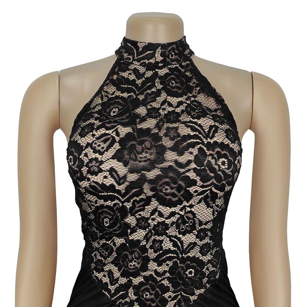 Women's Sexy Halter Lace Sleeveless Split Dress - European/American Fashion
