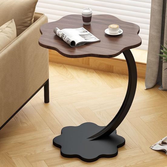 C-shaped Side Table with Flower Shape Tabletop Office Living Room Bedroom 45659