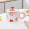 Cute Ceramic Cup Girl Heart with Lid and Spoon Mug Strawberry Large Capacity Creative Household Breakfast Coffee Cups