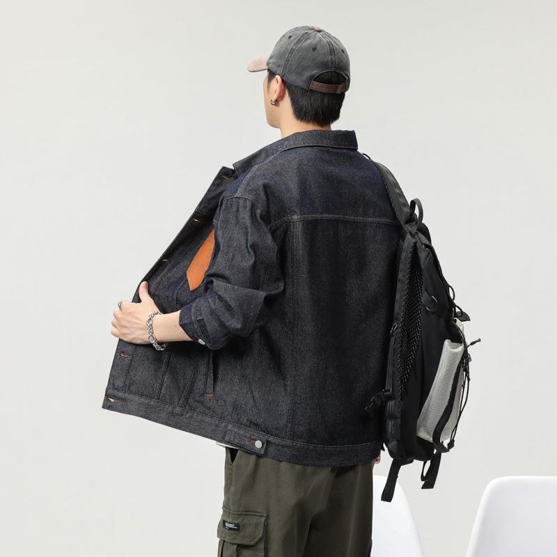 Японская ретро джинсовая куртка мужская свободная большого размера модная брендовая — фото 4