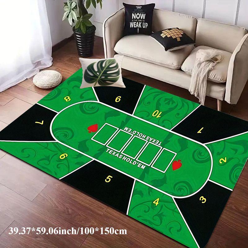 

Игровой коврик из фланели с принтом игры в Техасский Холдем, зеленый, в стиле казино, мягкий ковер из флиса, напольный коврик для домашней комнаты развлечений, уникальный ковер 60x90cm