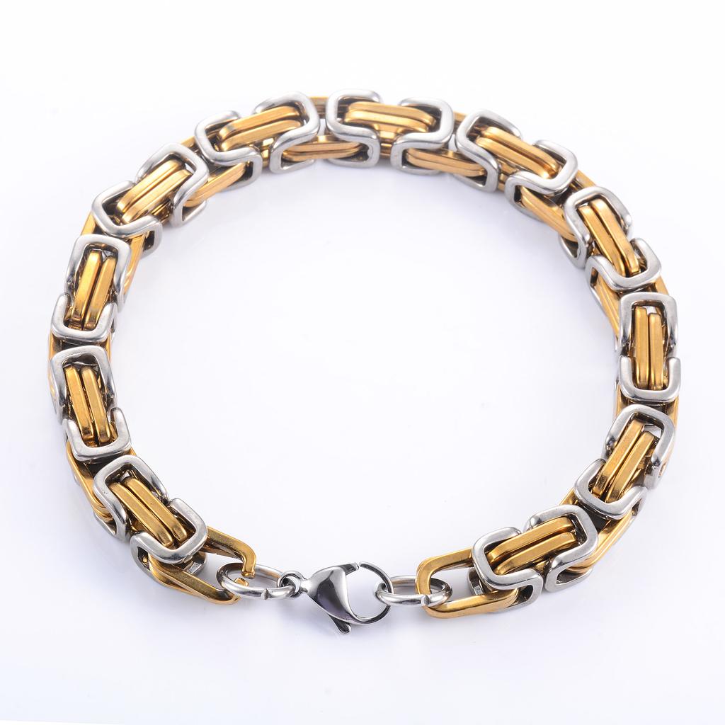 8.5mm Vintage Stainless Steel Byzantine Bracelet Chunky Hand Chain for Men Punk Rock Boy Anklet Hiphop Wristband Metal Jewelry