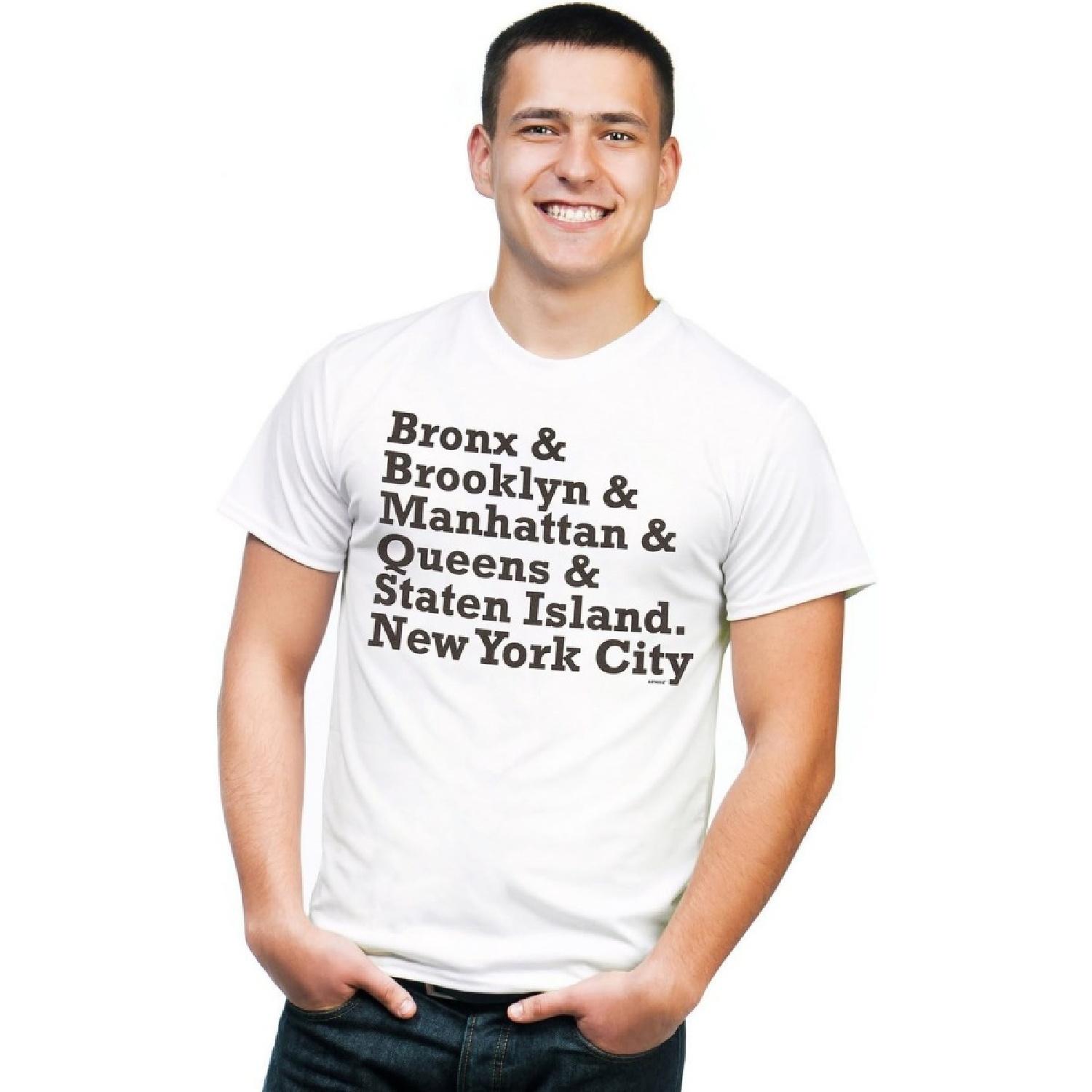 Retreez Cool Five Boroughs of New York City NYC Graphic Printed T-Shirt Tee S