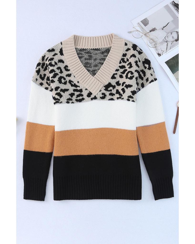 Azura Exchange Color Block Long Sleeve Sweater