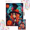 Halloween 5D DIY Diamond Art Painting Kit Witch Pumpkin Home Wall Decor Handmade Gift Beautiful Aesthetic Artworks Craft Supplies 1234