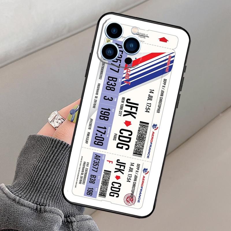 Authentic Airline Boarding Pass Phone Case For iPhone 14 11 12 13 15 16 Pro Max Mini X XR XS MAX Plus Silicone Cover Case