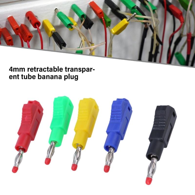 4mm Banana Plug Connectors with Clear Tubing for Electronic Enthusiasts and Engineers