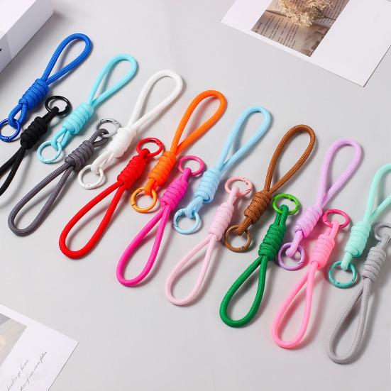 2Pcs Braided Rope Pendant Lightweight High-Elastic Keychain Holder with Reinforced Knot Design Macaron Color Mobile Phone Case Lanyard